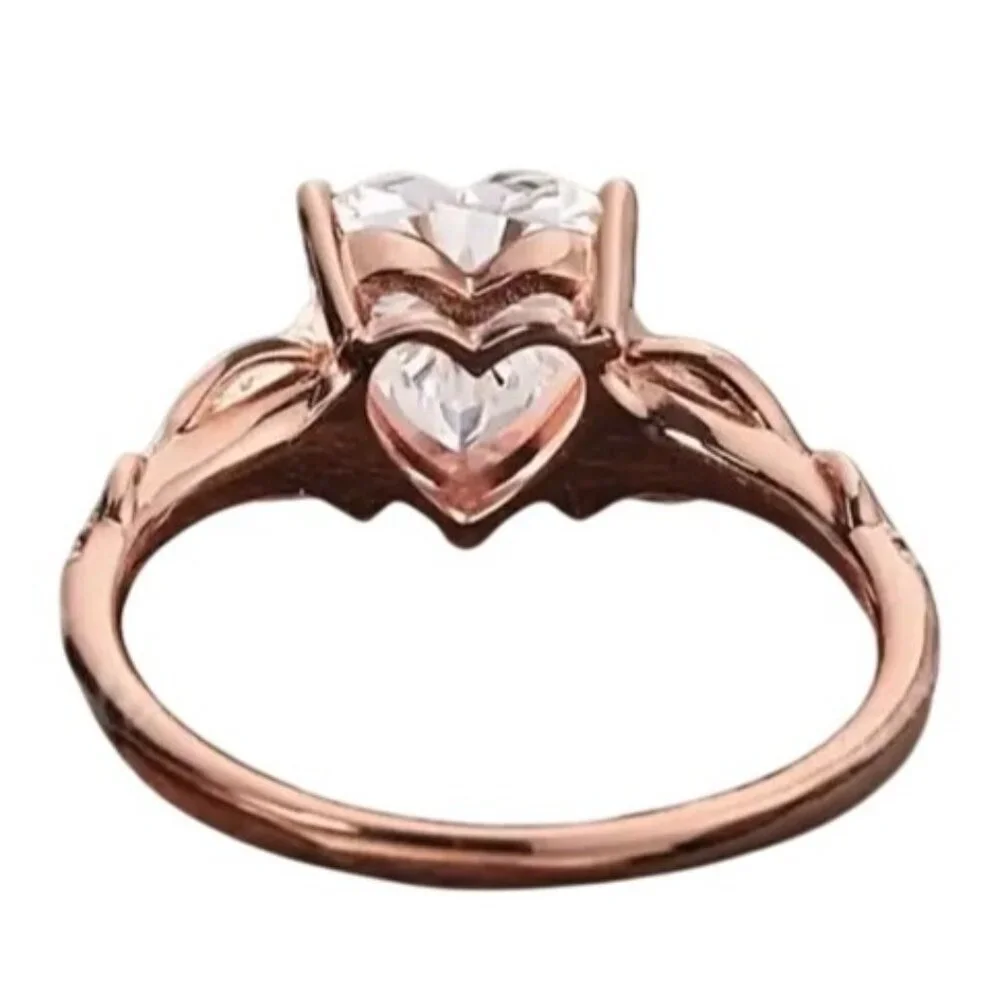 Heart Cut Timeless Moissanite Infinity Engagement Promise Ring in rose gold